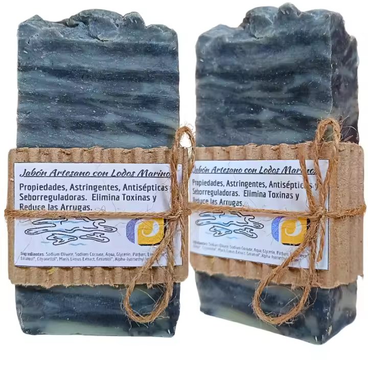 2 Jabones Artesanales de Lodos Marinos. Piel Grasa. Antiséptico. Impurezas. Pumarshop Cinnia Natura. Artesano. Hecho a Mano - 1