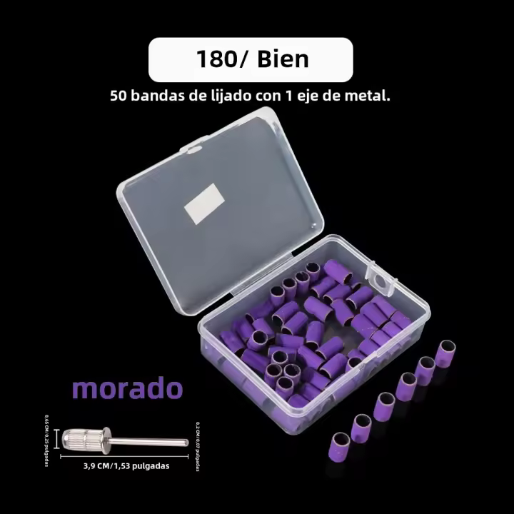 Kit De 50 Piezas De Bandas De Molienda Para Uñas 3.1/6.5mm Con Set De Mandril Para Broca Eléctrica Herramientas De Pulido Y Eliminación De Uñas - 1