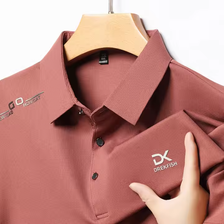 Camisa Polo Casual Para Hombre Con Insignia De Color Sólido Transpirable Y Cómoda Versátil Para Negocios Estilo Moderno - 1
