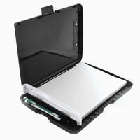 Soporte con Pinza Porta Documentos de Plástico Resistente con Tapa y Pinza Metálica - Office Box - details 1