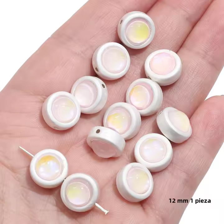 1PC Cuentas De Vidrio Con Inlay De Aleación Doble Cara En Forma Circular Y Estrella Para Joyería DIY Hecha a Mano Accesorios Versátiles Para Pulseras Y Collares - 1