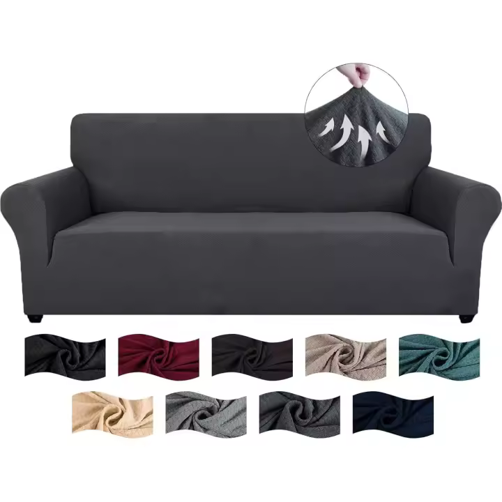 Funda Sofa 3 Plazas Ajustable, Funda De Sofa Elastica Antideslizante Antimanchas, Universales Couch Cover con Reposabrazos, Lavables, Gris Oscuro - 1