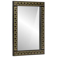 vidaXL Espejo de baño madera maciza de acacia y vidrio 50x70x2,5 cm en color Negro/Marrón miel | decorativo de pared para baño dormitorio recibidor moderno - details 0