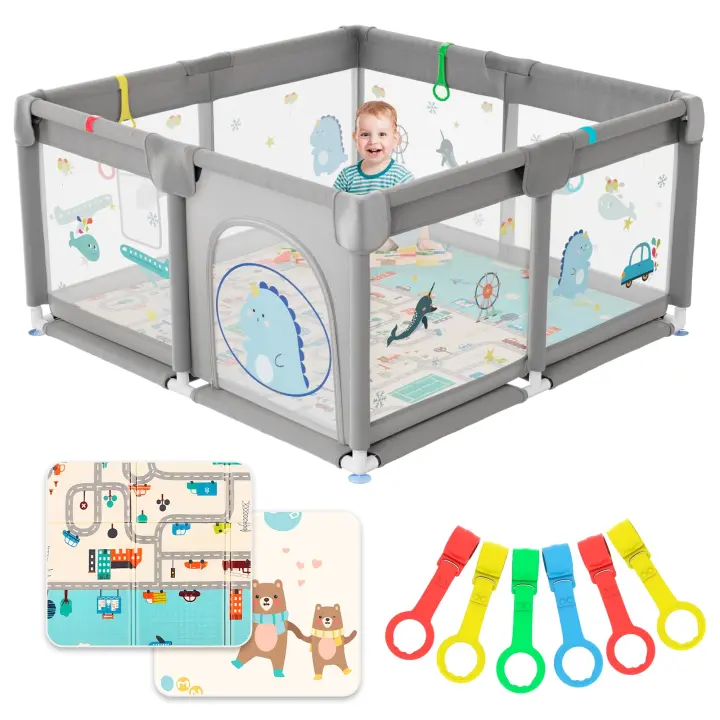 JUPPLIES Parque Infantil Bebe 120x120cm + Alfombra Bebe – Corralito Bebe con Malla Transpirable - 1