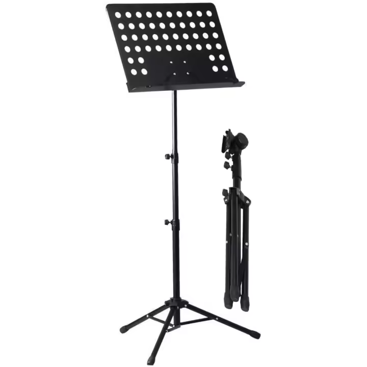 Atril de Orquesta ROCKSTAR MUSIC MS02, Negro, Plegable, Altura Ajustable - Soporte Metálico para Músicos y Educadores - 1