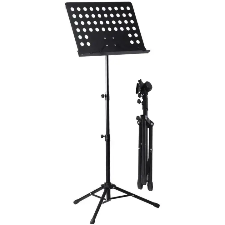Atril de Orquesta ROCKSTAR MUSIC MS02, Negro, Plegable, Altura Ajustable - Soporte Metálico para Músicos y Educadores - 1