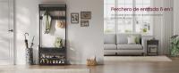 VASAGLE Perchero Recibidor, Mueble de Entrada con 10 Ganchos Extraíbles, 2 Cajones, Banco Zapatero, Diseño Separable, 30 x 80,4 x 181,6 cm, Marrón Rústico y Negro Tinta/Gris Carbón y Negro - details 2