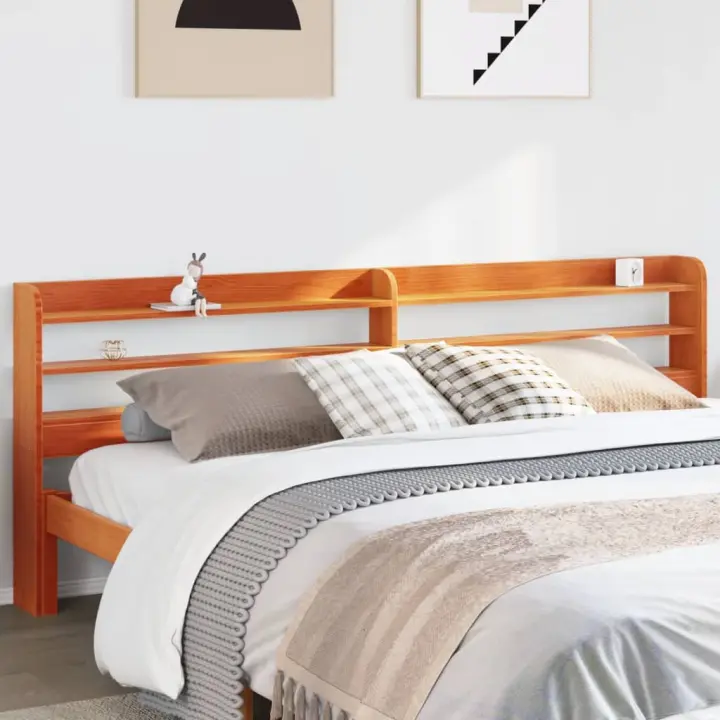 Cabecero de cama con estantes madera maciza pino marrón 180 cm - 1