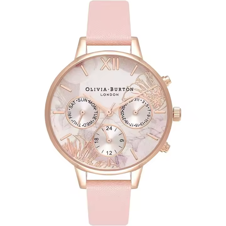 Olivia Burton Reloj Analógico de Cuarzo multifunción para mujer con Correa en piel Rosa - OB16CGS07 - 1
