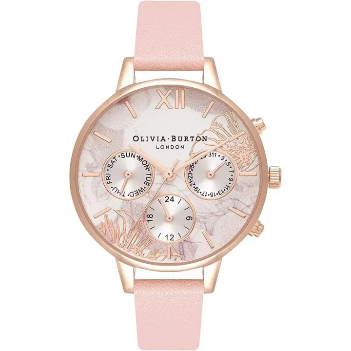 Olivia Burton Reloj Analógico de Cuarzo multifunción para mujer con Correa en piel Rosa - OB16CGS07 - 1