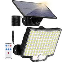 1PC Luz Solar Exterior Impermeable Con Sensor De Movimiento Y Control Remoto 3 Modos 192 LED Para Patio Garage Jardín - details 0