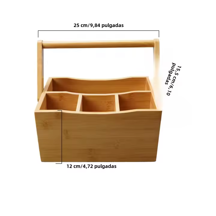 Cesta De Almacenamiento Colgante Para Cocina Con Compartimentos Para Cuchillos Y Cucharas Organizador De Frutas Y Verduras Hecho De Bambú - 1