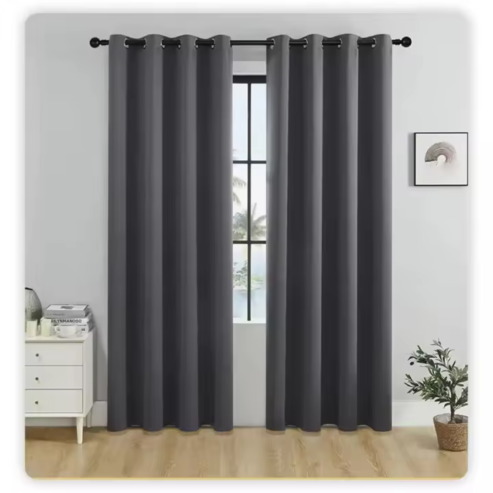 Cortinas De Bloque De Luz Negras Para Dormitory Y Oficina Doble Capa No Existentes Dispositivos Inteligentes Material 100% Poliéster - 1