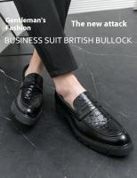 Zapatos Casuales De Cuero Para Hombres 2024 Nuevos Con Suela Gruesa Estilo Negocios Slip-On Loafers Moda Británica Zapatos Adultos No Impermeables Transpirables Talla Verdadera - details 1