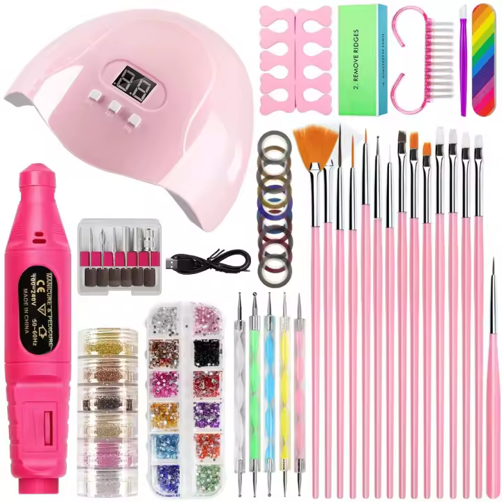 Kit De Manicura Con Lámpara UV Y Máquina De Taladro Para Uñas De Acrílico Kit De Polvo Glitter Accesorios Para Arte De Uñas DIY Herramientas Decorativas - 1