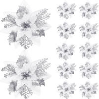 Flores De Navidad Artificiales Brillantes 14.5cm Decoración Para Árbol De Navidad Adornos Para Año Nuevo Y Día De San Valentín - details 15