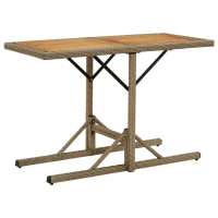 vidaXL Mesa de jardín de vidrio y ratán sintético 110x53x72 cm en color Beige/Negro y marrón/Marrón y más | estructura resistente ideal para salón dormitorio o estudio - details 3