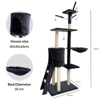COTTECOTA-Árbol Rascador Gris 50x35x138cm Arbol para Gatos con Plataforma Torre Rascador Escalador para 2-3 Gatos Medianos Estable Rascador con Nidos Hamaca Plataformas Juguete Poste De Sisal Natural  ref 51093 - details 7