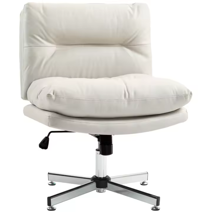 HOMCOM Silla de Escritorio sin Brazos Silla de Oficina con Altura Ajustable Función de Basculante Base Cruzada y Asiento Amplio Silla para Estudio Dormitorio Gris Claro - 1