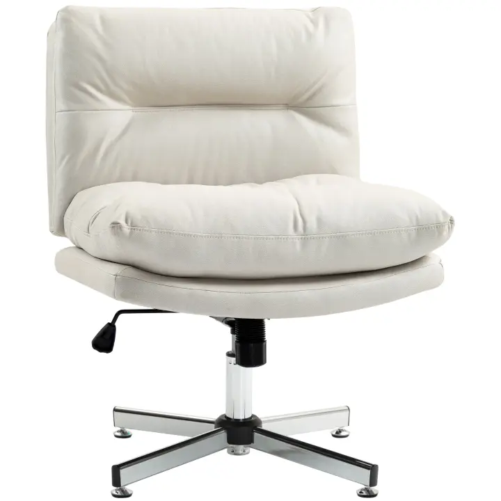 HOMCOM Silla de Escritorio sin Brazos Silla de Oficina con Altura Ajustable Función de Basculante Base Cruzada y Asiento Amplio Silla para Estudio Dormitorio Gris Claro - 1