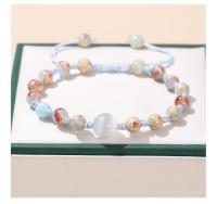 Pulsera Ajustable De Piel De Serpiente Azul Natural JD Para Mujer Estilo Dulce Con Cuentas De Ojo De Gato Joyería Regalo Tejida Con Piedra Semi-preciosa - details 5