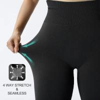 Pantalones De Yoga Para Mujer De Cintura Alta Y Sin Costuras Talla True Fit Nylon Tejidos Hasta La Rodilla Zapatos De Gimnasio - details 2
