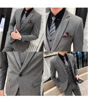 Traje De Boda Elegante Y Casual Para Hombres Estilo Británico Coreano Slim Conjunto De Chaqueta Chaleco Y Pantalones Para Oficina Y Celebraciones - details 15