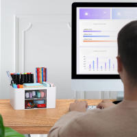 Organizador De Escritorio Con 2 Cajones Estuche De Almacenamiento Para Suministros De Escritorio Y Oficina Plástico Para Carteles Y Lápices - details 12