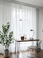 Cortina Transparente Y Sutil Con Patrón Cruzado Para Decoración De Sala De Estar Y Dormitorio Material De Poliéster Tela De Gauze Con Bolso Para Percha - details 0