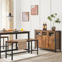 Aparador con puertas de cristal estilo industrial, para comedor, salón, cocina, marrón rústico o marrón turquesa - details 11