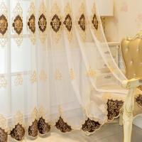 Cortina De Tules Bordadas De Lujo Estilo Europeo 1 Pieza Para Sala De Estar Cortina Voil Translúcida Para Dormitorio Sin Dobles Capas - details 2