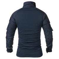 Camisa De Combate Para Hombre Con Manga Larga Y Cierre De 1/4 En Poliéster Y Algodón Ropa Táctica De Color Azul Marino Y Camuflaje Para Airsoft - details 3