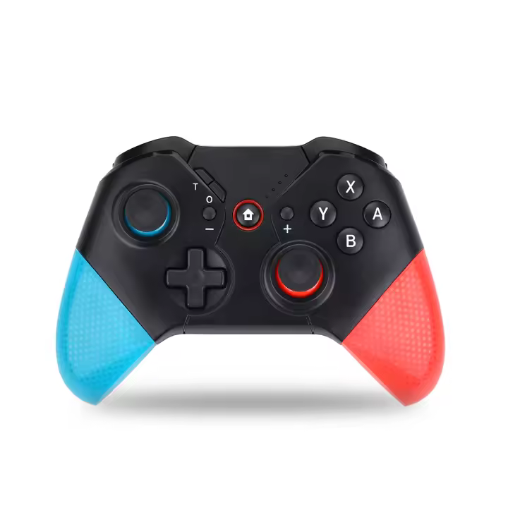 NK Mando PRO Switch Inalámbrico- Wireless Pro Switch Controller con Función Macro/Wake/Turbo/Gyro Axis/Dual Shock Doble Vibración/RGB Light - Color Negro/Rojo/Azul - 1