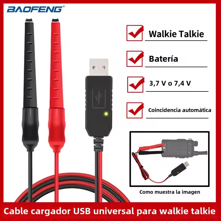 Cable De Carga USB Universal Para Baofeng UV-5R 13 17 pro BF-888S TYT Retevis Walkie Talkie Con Luz Indicadora Accesorio De Repuesto Para Transmisor Portátil - 1