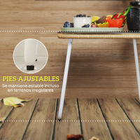 Outsunny Mesa de Jardín de Ratán Sintético Mesa para Exterior con Encimera de Vidrio Templado y Patas Ajustables Mesita Auxiliar para Patio Terraza Balcón Natural y Blanca - details 5
