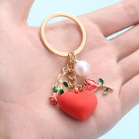 Llavero Elegante De Rosa Y Perla Para Hombres Y Mujeres Regalo Romántico De Amor Clásico De Zinc Alloy Medio OJO - details 3