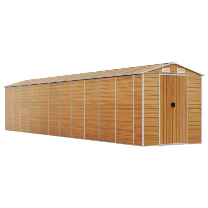 Caseta de jardín acero galvanizado marrón claro 191x980x198 cm Decoración de muebles de jardín al aire libre - 1