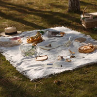 1PC Alfombra De Picnic Francesa Blanca Impermeable Para Exteriores Teléfono Móvil De Camping Playa Suelo De Tienda - details 4