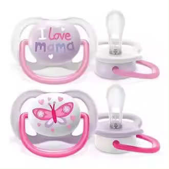 Philips Avent  SCF080/02 Paquete De 2 Chupetes Ultra Air 0-6 Meses Tetina Blanda color Rosa Y Malva. - 1