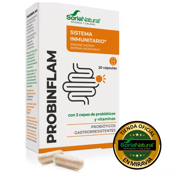 Soria Natural Probinflam Probióticos, Vitaminas C, E, B3, B6, B2, B1 y Ácido Fólico Ayuda a Proteger la Mucosa Intestinal - 1