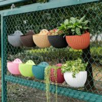 Maceta De Medio Círculo Estilo Europeo Imitación Rattan Colgante Para Pared Florero Para Exteriores Y Balcones Del Hogar - details 7