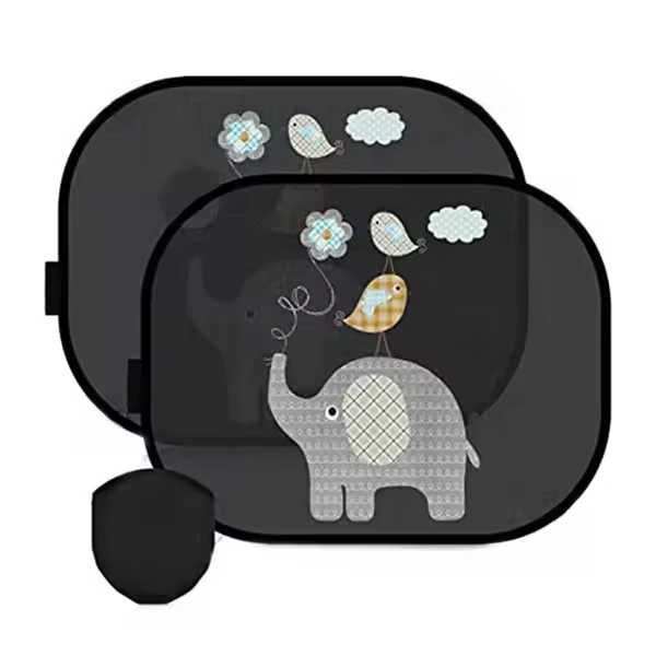 Sombrilla de Sol para Coche con Protección UV para Bebés y Niños Diseño de Animales Adorables Set de 2 Tamaño 44 x 36 cm - 1