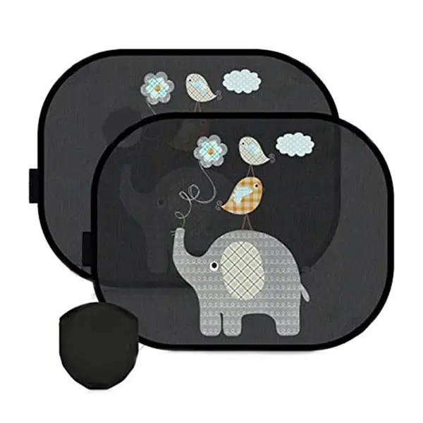 Sombrilla de Sol para Coche con Protección UV para Bebés y Niños Diseño de Animales Adorables Set de 2 Tamaño 44 x 36 cm - 1
