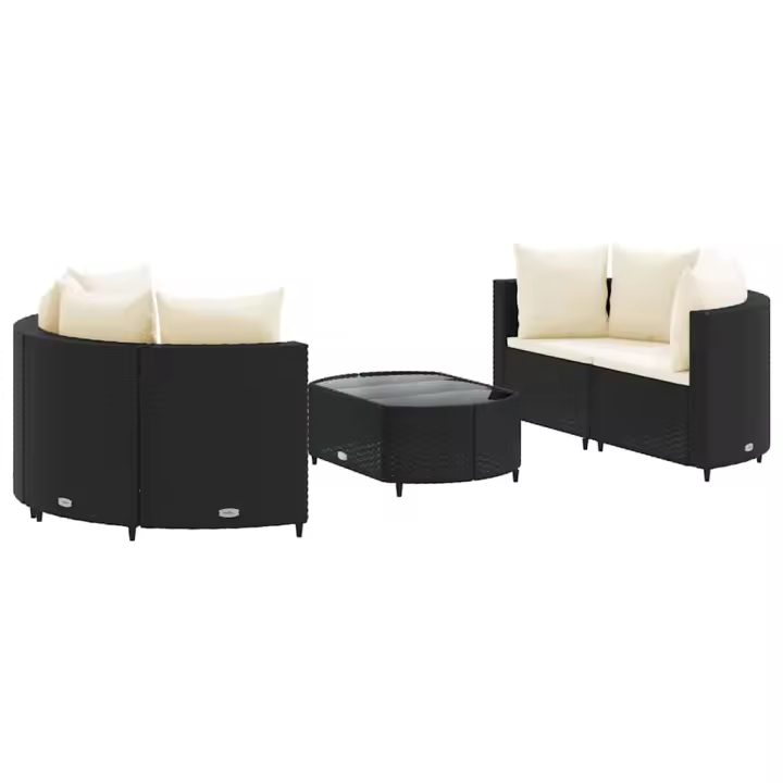 vidaXL Set de muebles de jardín 5 pzas y cojines ratán sintético negro - 1