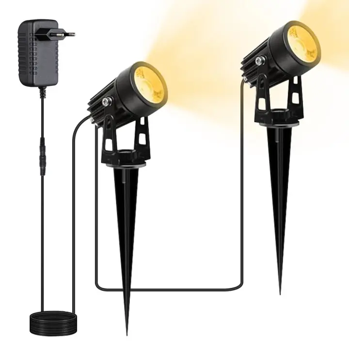 Luces De Paisaje LED 12W Bajo Voltaje Impermeables Para Jardín Camino Luz De Pared Árbol Bandera Spotlampara De Césped Con Transformador - 1