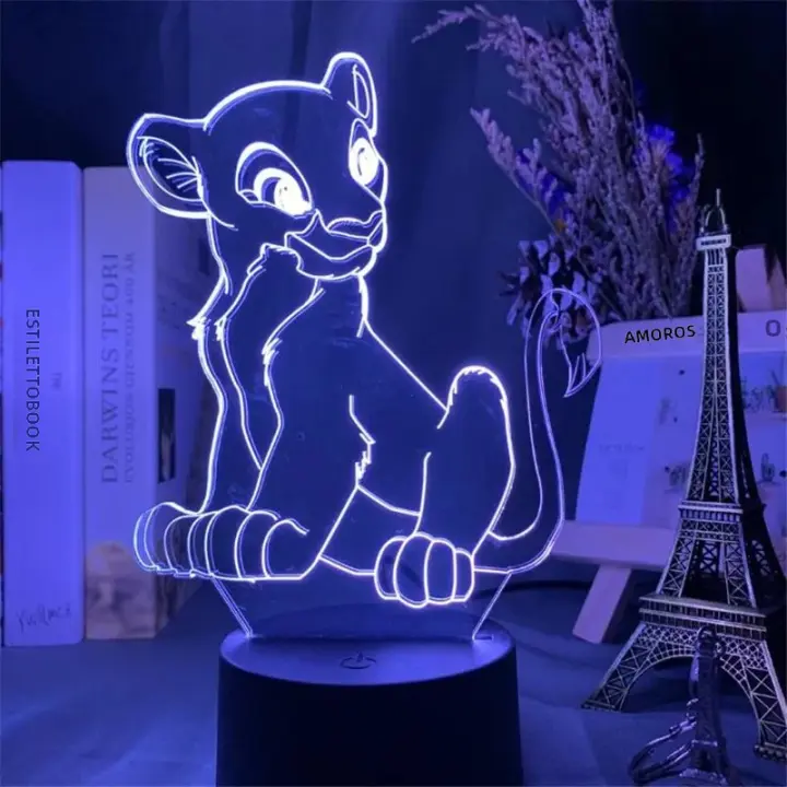 Lámpara Nocturna LED 3D De Simba Del Rey León Luz De Noche Cambio De Color Para Dormitorio Figura De Anime Luz De Escritorio - 1