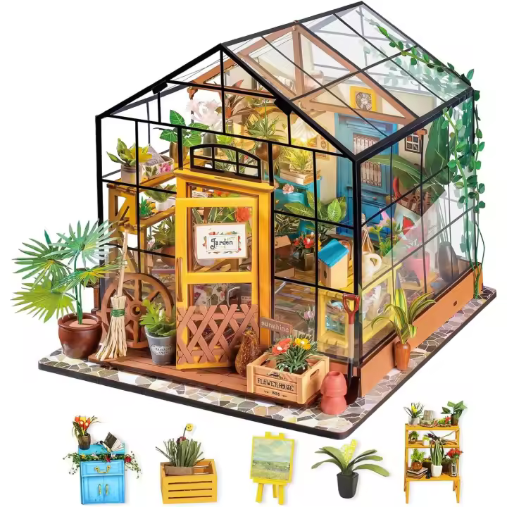 Kit de Habitación de Muñeca DIY Decoración Casera Hecha a Mano Regalos de Navidad Cumpleaños para Niñas, Mujeres, Amigas Flor Verde de Cathy - 1