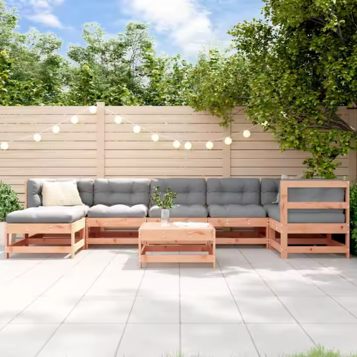 vidaXL Juego de muebles de jardín 8 pzas madera maciza abeto Douglas - 1