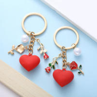 Llavero Elegante De Rosa Y Perla Para Hombres Y Mujeres Regalo Romántico De Amor Clásico De Zinc Alloy Medio OJO - details 2