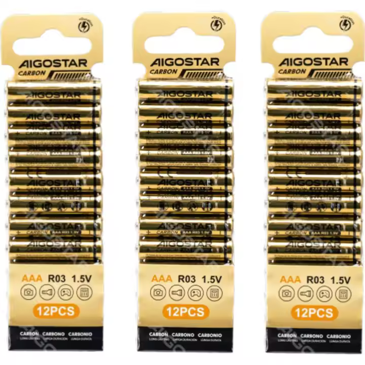 Aigostar | Pilas de AA LR06 , AAA LR03 - Pilas de Carbon - Pack 12 unidades - 1